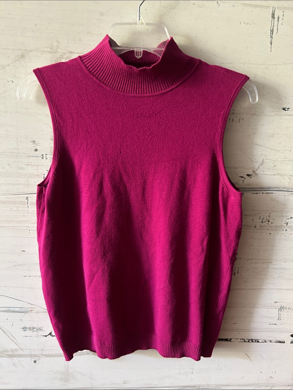 💐 J.A.C. Fuchsia Sleeveless Mock Neck Sweater Top XL